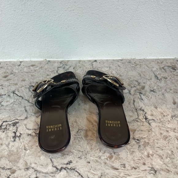 Stuart Weitzman Brown Sandals with Gold Accents - Picture 4 of 7